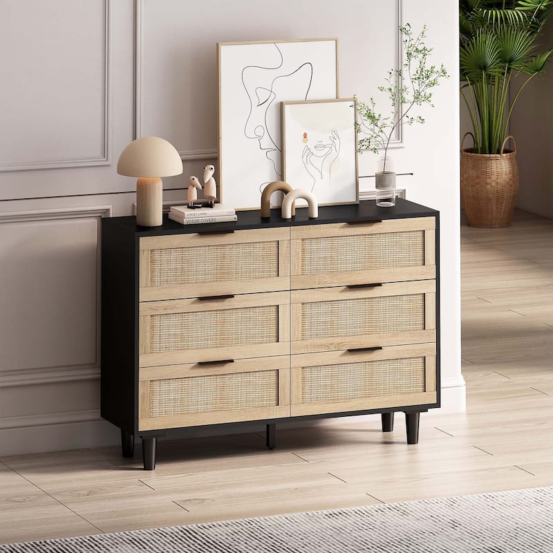 Simple 6 drawers Rattan dresser Rattan Drawer,Bedroom,Living Room