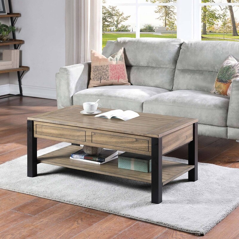 Sparta Black Lift Top Extendable Coffee Table with Storage Millwood Pines Color: Black