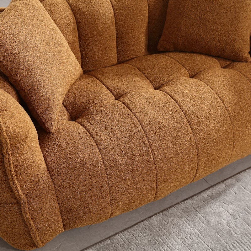 66" Chenille Square Beanbag Chair with High-Resilience Foam Core, Armrests and Handle