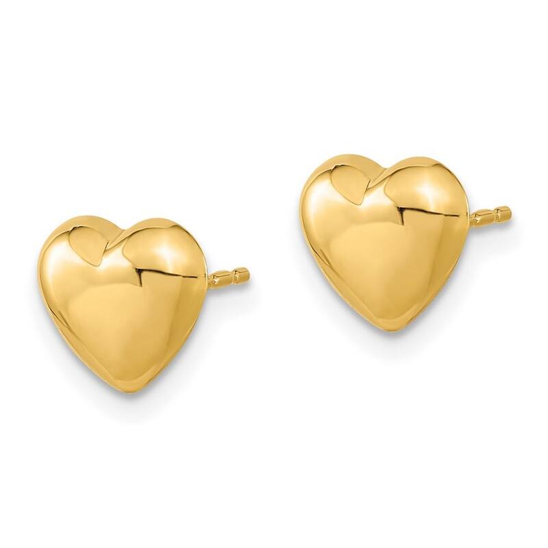 Curata 14k Yellow Gold Polished Love Heart Post Earrings 7.85x8.6mm