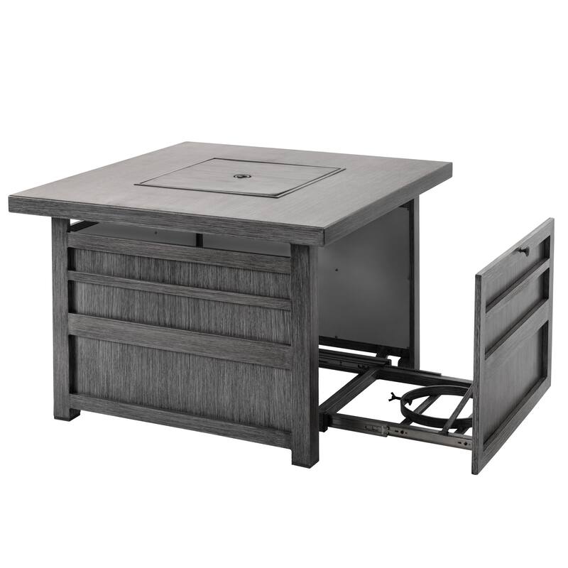 5-Piece Fire Pit Set with 4 Swivel Chairs, Aluminum Frame, Gray