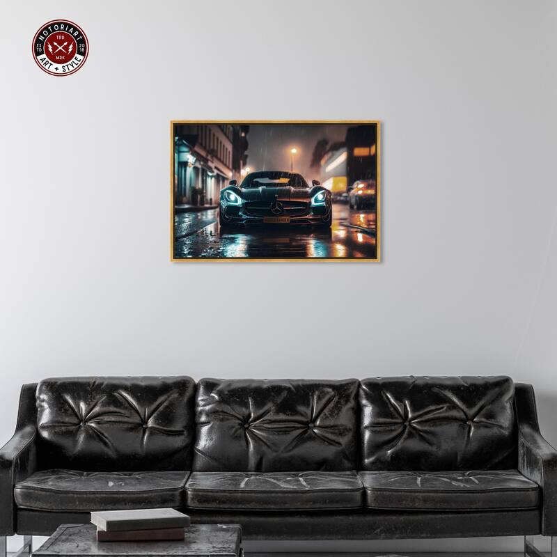 Notoriart Drive Through The Town Framed Car 1 Piece Canvas Wall Art