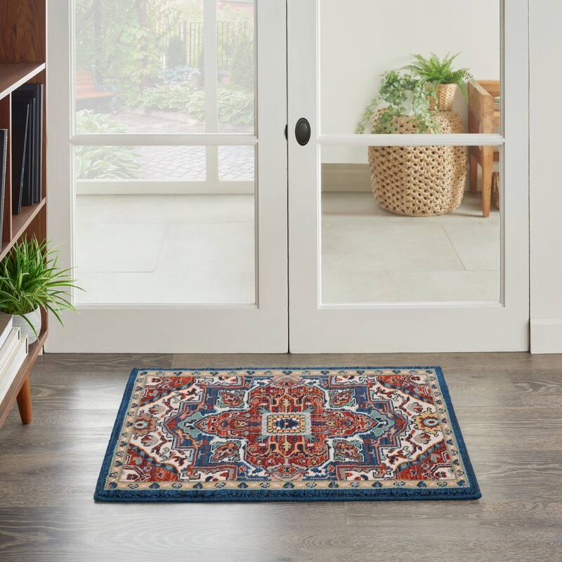 Nourison Parisa Traditional Persian Medallion Bordered Area Rug - 2' x 3' - Brick/Ivory - Rectangle