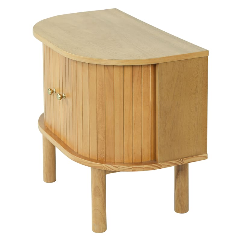 Christopher Knight Home - Farmhouse Solid Wood Semi-Cylindrical Nightstand with Sliding Slatted Doors