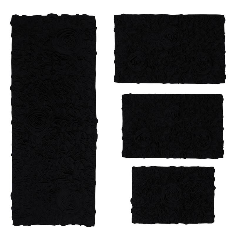 Home Weavers Modesto Collection 100% Cotton Bath Rug, Non-Slip Bath Rug, Extra Soft, Machine Wash, 4 Pcs Set with Runner