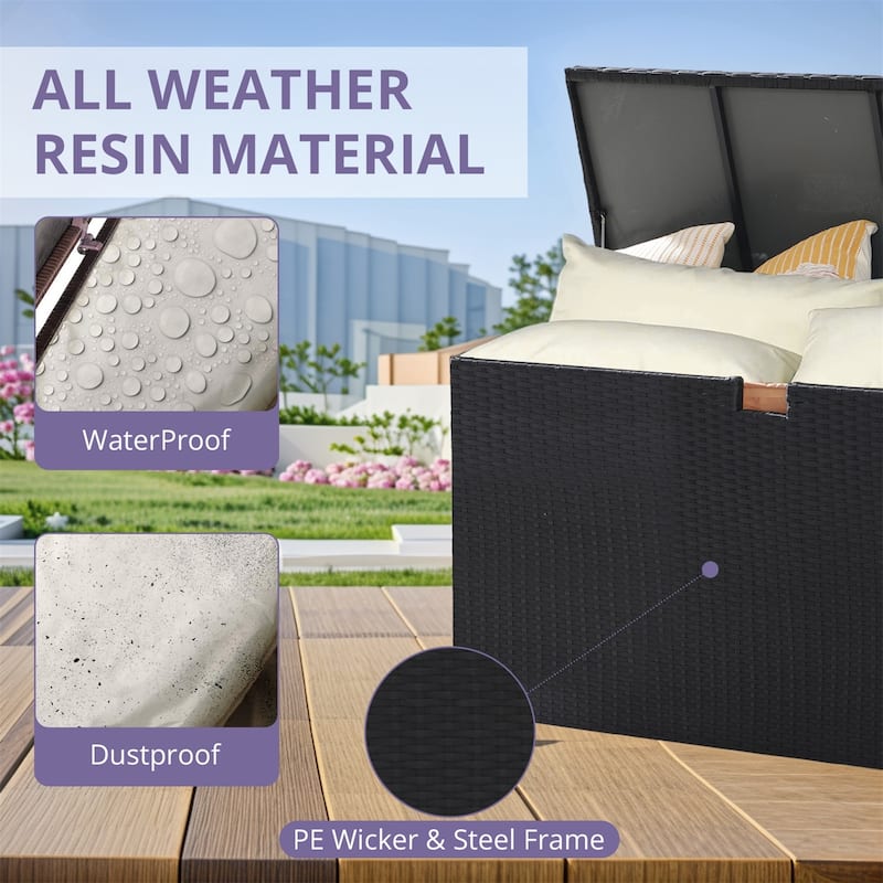 120 Gallon Waterproof Large Resin Deck Box Indoor Outdoor Lockable Storage Container for Patio Furniture, Toys and Garden Tools