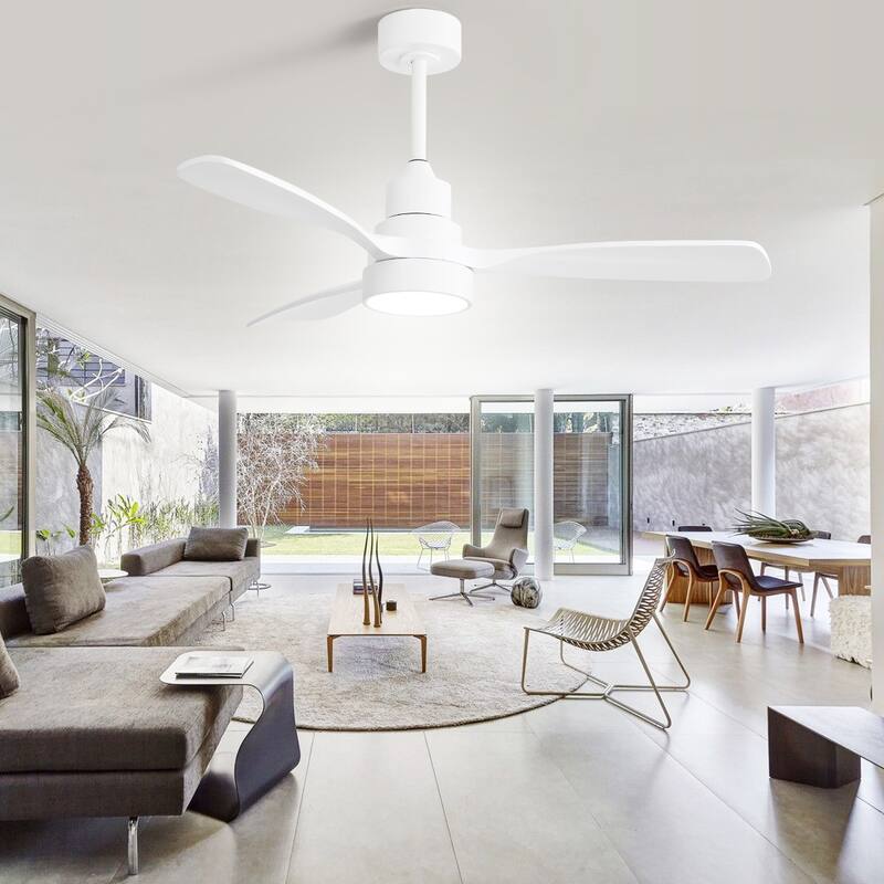 48 Inch Smart Wood Ceiling Fan with Light and Remote/App Control, Integrated LED Included