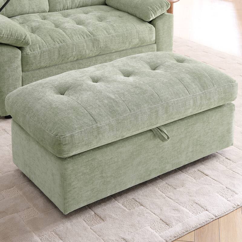 Double Recliner Chair with Adjustable Backrest, Storage Ottoman, USB Port & Phone Stand