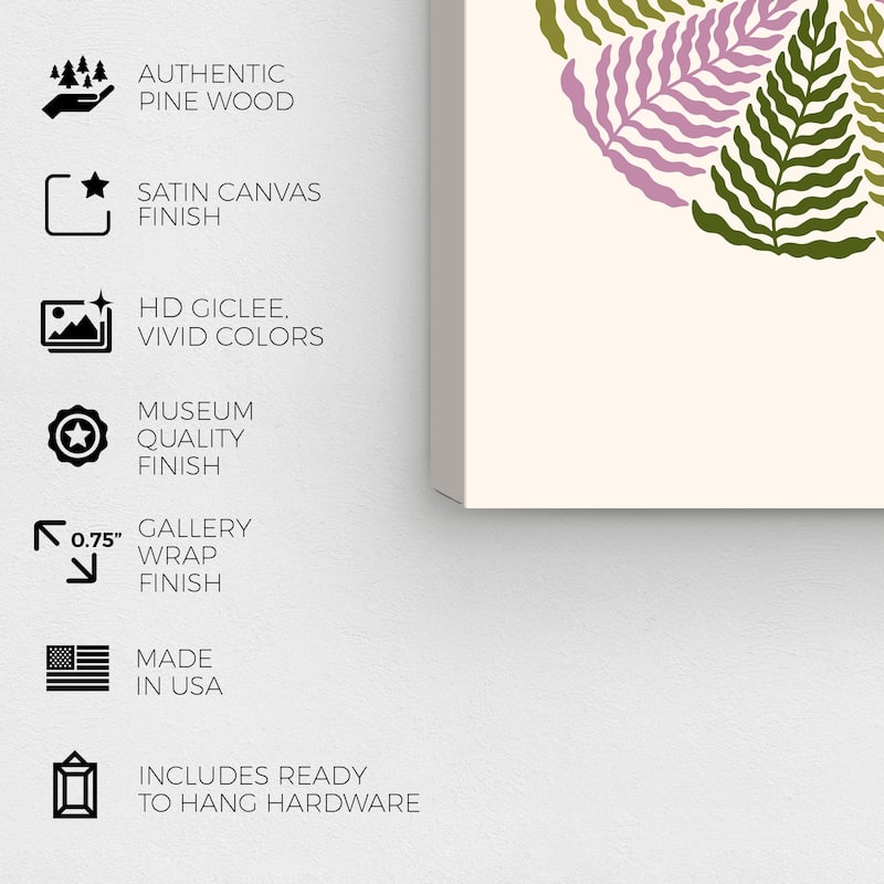 Wynwood Studio Canvas Floral and Botanical Flower Made with Leaf Purple Modern & Contemporary Wall Art Canvas Print