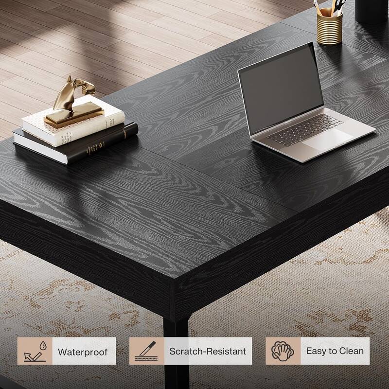 55" Industrial Executive Desk, Study Writing Table Business Workstation for Home Office, Conference Room