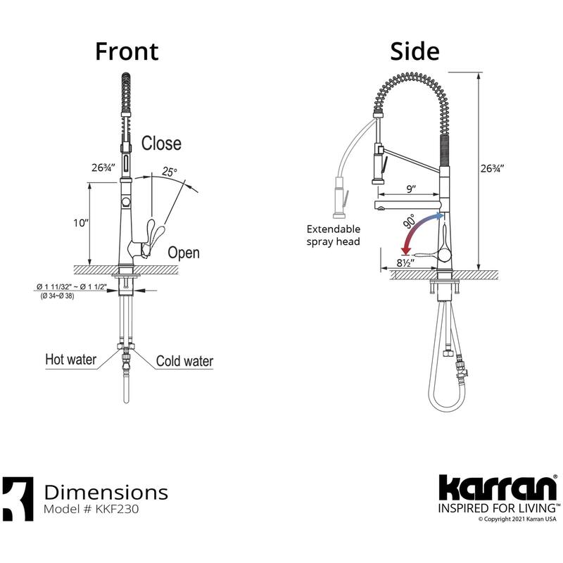 Karran USA KKF230 Tumba 1.8 GPM Single Hole Pre-Rinse Pull Down