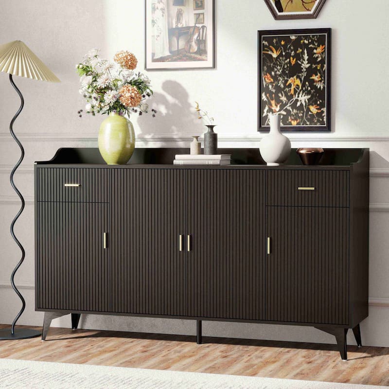Wooden Accent Cabinet, Sideboard Credenza or TV Stand with Cabinet Doors and Adjustable Shelves