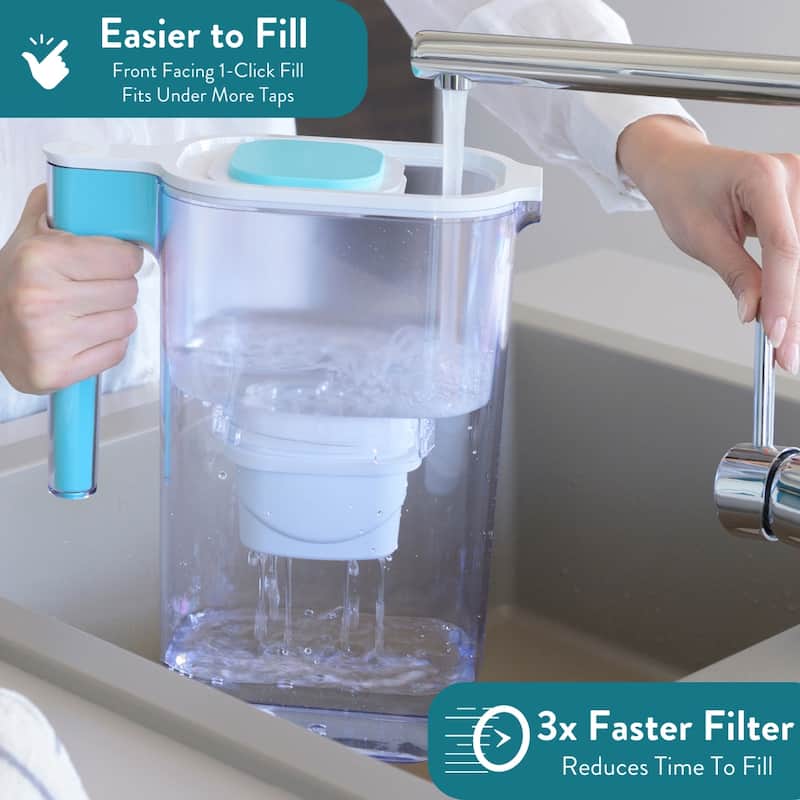 Perfect Pour Small 6 Cup Water Filter Pitcher by Aqua Optima, Reduces