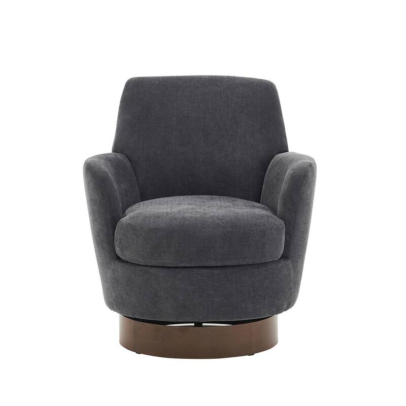 Swivel Barrel Chair,Swivel Accent Chairs Armchair,Round Barrel Chairs - DARK GREY