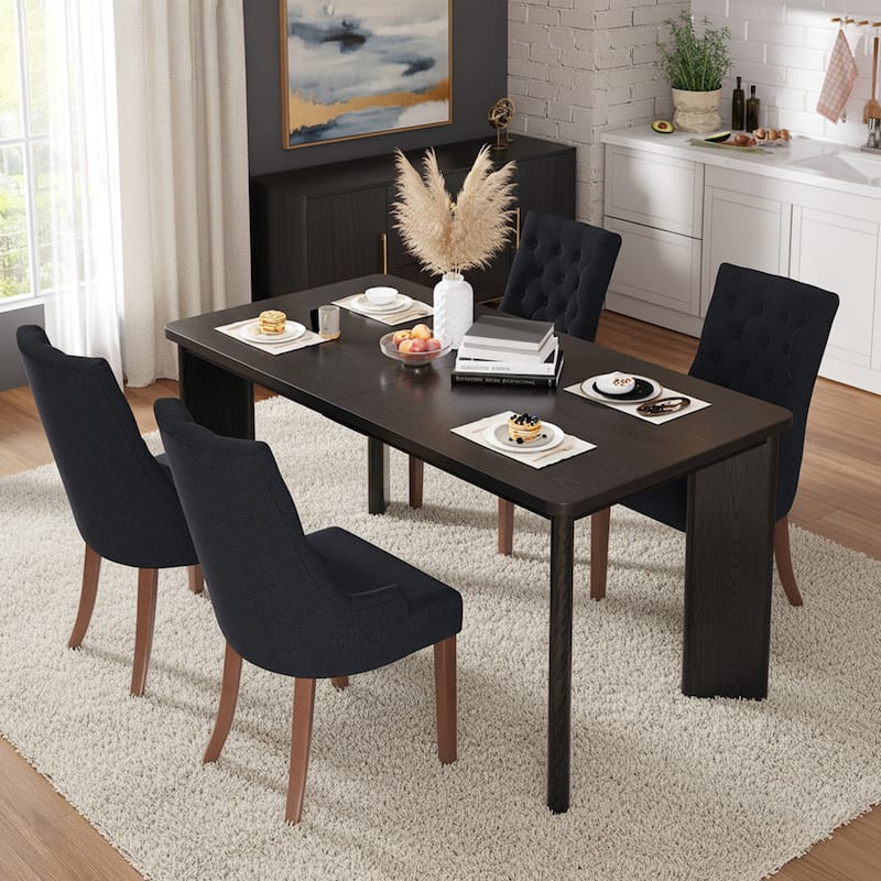 Rectangular Dining Table for 4-8 People, Wood Kitchen Table with Angled Legs and Rounded Corners for Dining Room & Living Room