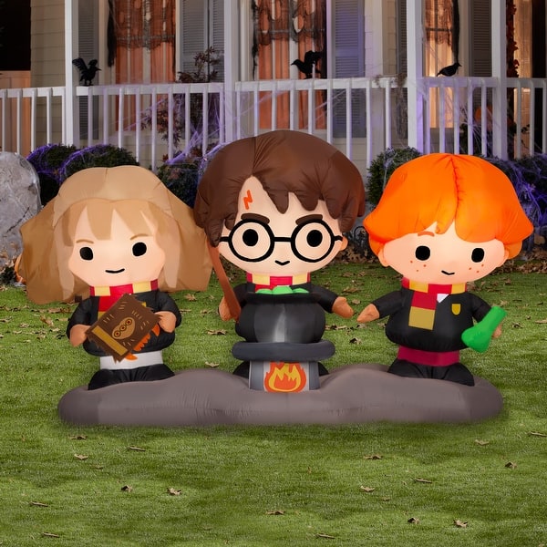 Gemmy Airblown Harry, Ron, and Hermione w/Cauldron Scene WB, 4.5 ft Tall, Black