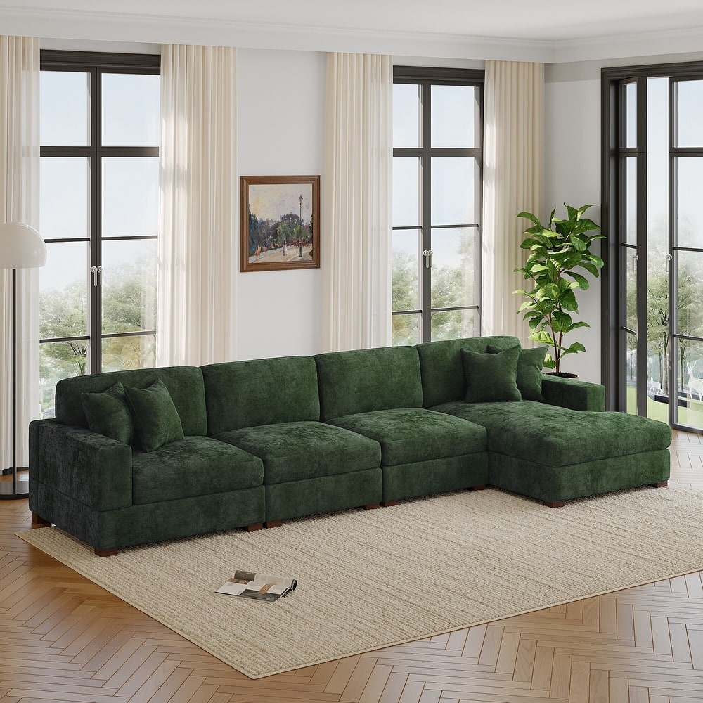 Oversized Modern Chenille L-shape Modular Sectional Sofa with Chaise