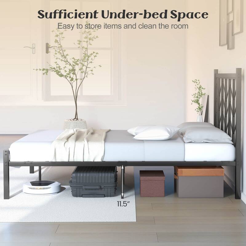 Costway Twin/Full/Queen Size Platform Bed with Headboard 11.5" Under