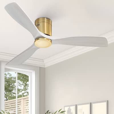 52 inch Flush Mount Ceiling Fans With/Without Lights & Remote Solid Wood Fans For Bedroom