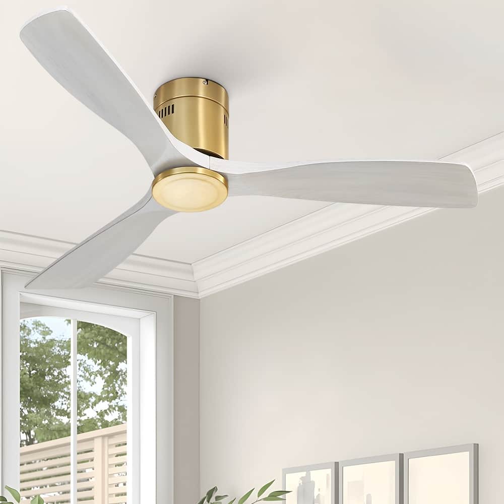 52 inch Flush Mount Ceiling Fans With/Without Lights & Remote Solid Wood Fans For Bedroom