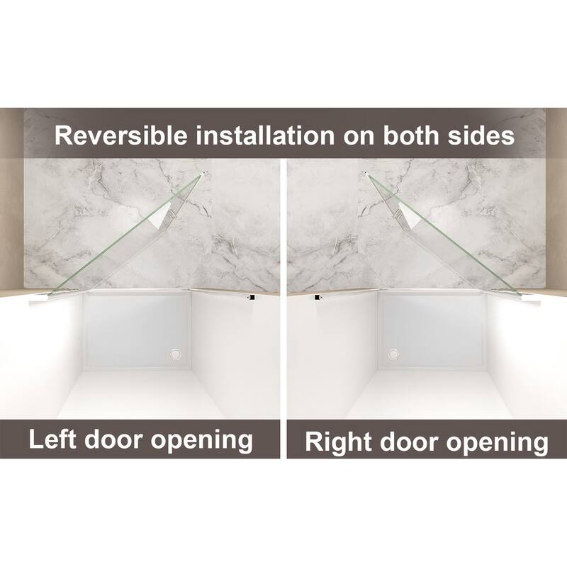 GDFStudio - Norwell Frameless Pivot Bathroom Shower Door with Tempered Glass