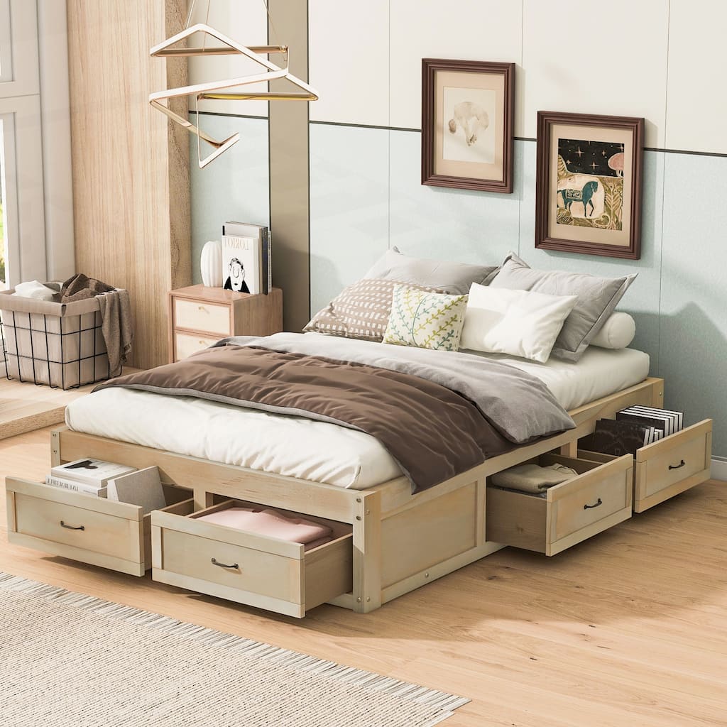 Sophisticated Platform Bed with Abundant Storage and Stylish Design