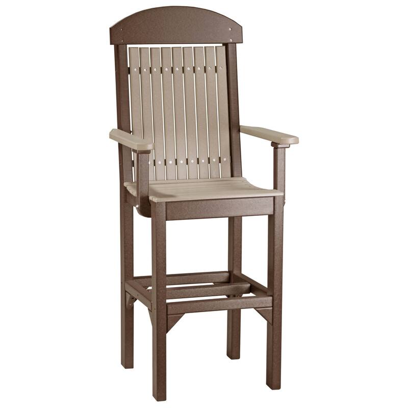 Set of 4 Poly Lumber Classic Dining Chairs - Arm Chair - Weatherwood & Chestnut Brown - Extra Tall