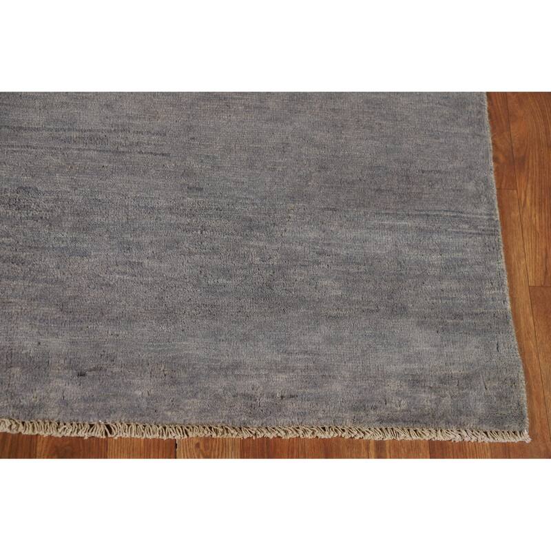 Gray Gabbeh Modern Area Rug Hand-Knotted Wool Carpet - 4'11" x 6'6"