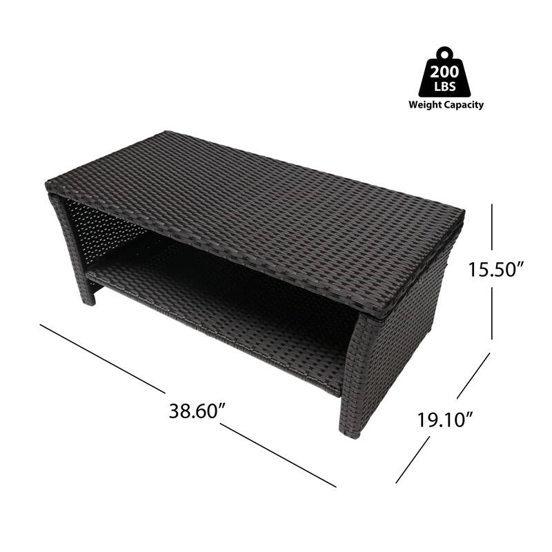 Outdoor Wicker Sofa Set with Loveseat and Chairs, 4-Piece Patio Conversation Sofa Set with Cushions and Table