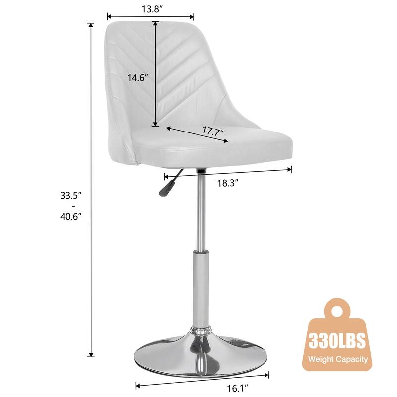 Javlergo Set of 1/2/3 Brown & White PU Leather Adjustable Swivel Bar Stools for Kitchen Living Room Office