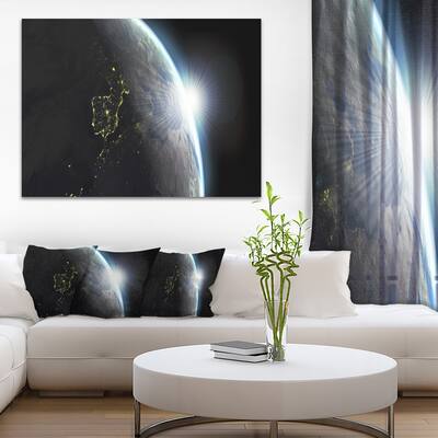 Designart "Earth View with Day and Night Effect" Digital Art Canvas Print