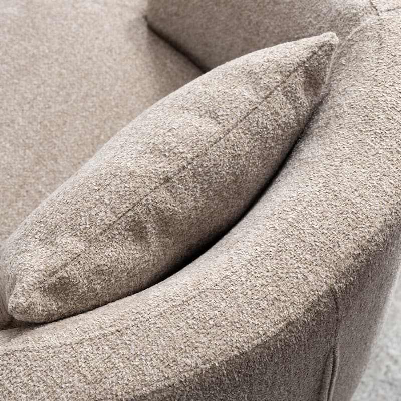 Round Barrel Accent Chair Modern Fabric Swivel Boucle Armchair