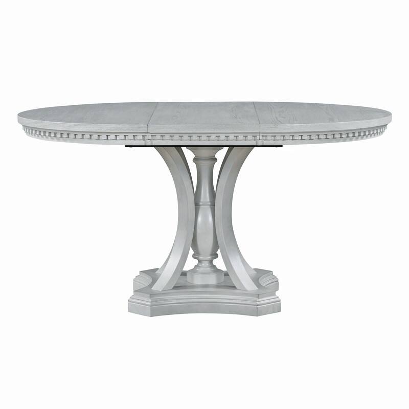 Retro 5-piece Dining Set Extendable Round Table and 4 Chairs for Kitchen Dining Room