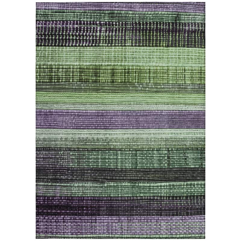 HomeRoots Striped Transitional Rectangle Outdoor Rug