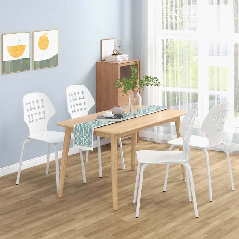 Costway Metal Dining Chair Set of 4 Armless Kitchen Hollowed Backrest - See Details
