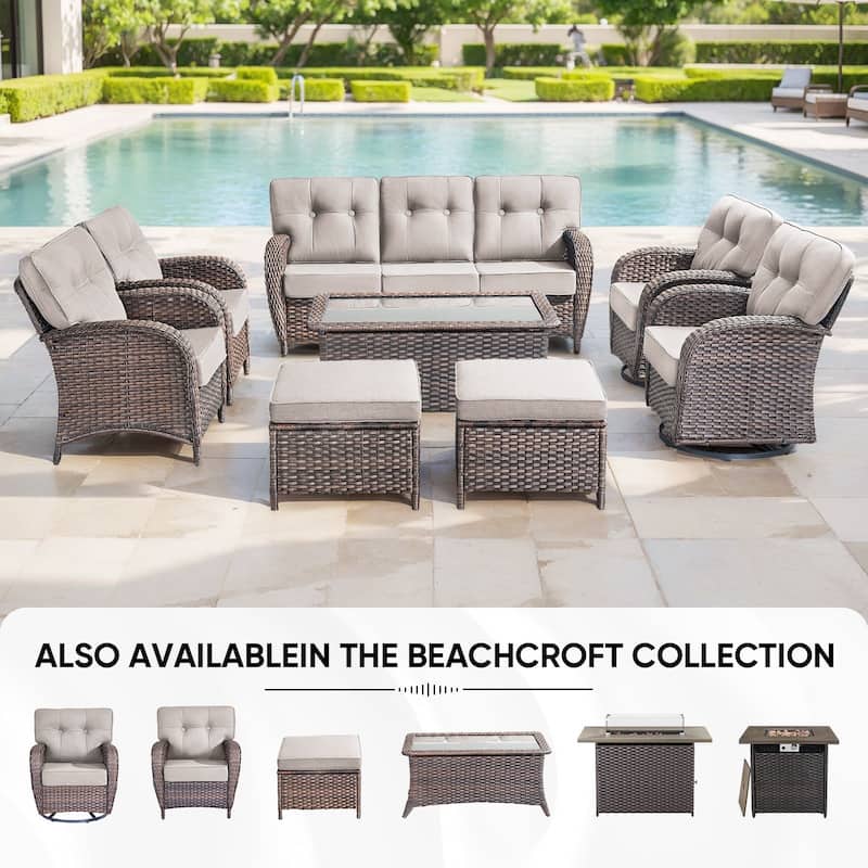 Pocassy 5 Piece Ooutdoor Sofa with Swivel Chair Table