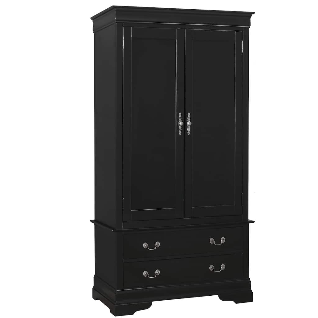 Wooden Armoire with 2-Drawers - 78" - Black