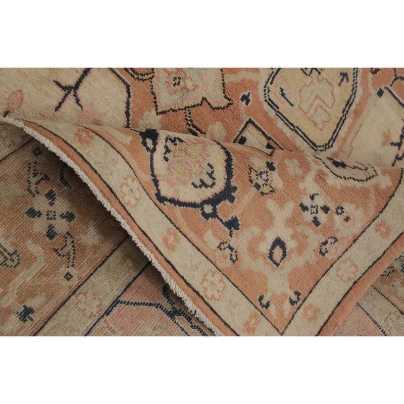 Hand Knotted Oriental 100% Wool Carpet Traditional Medallion Beige & Ivories Heriz (serapi) Area Rug - 9' 0'' X 5' 10''