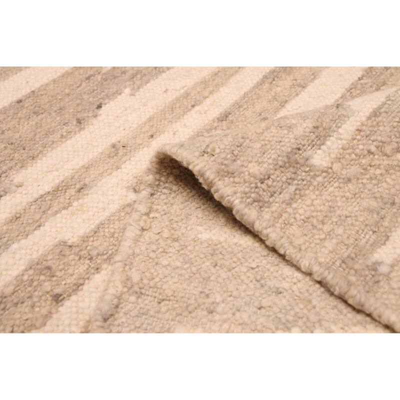 ECARPETGALLERY Flat-Weave Marrakech Taupe Wool Kilim - 5'2 x 7'11
