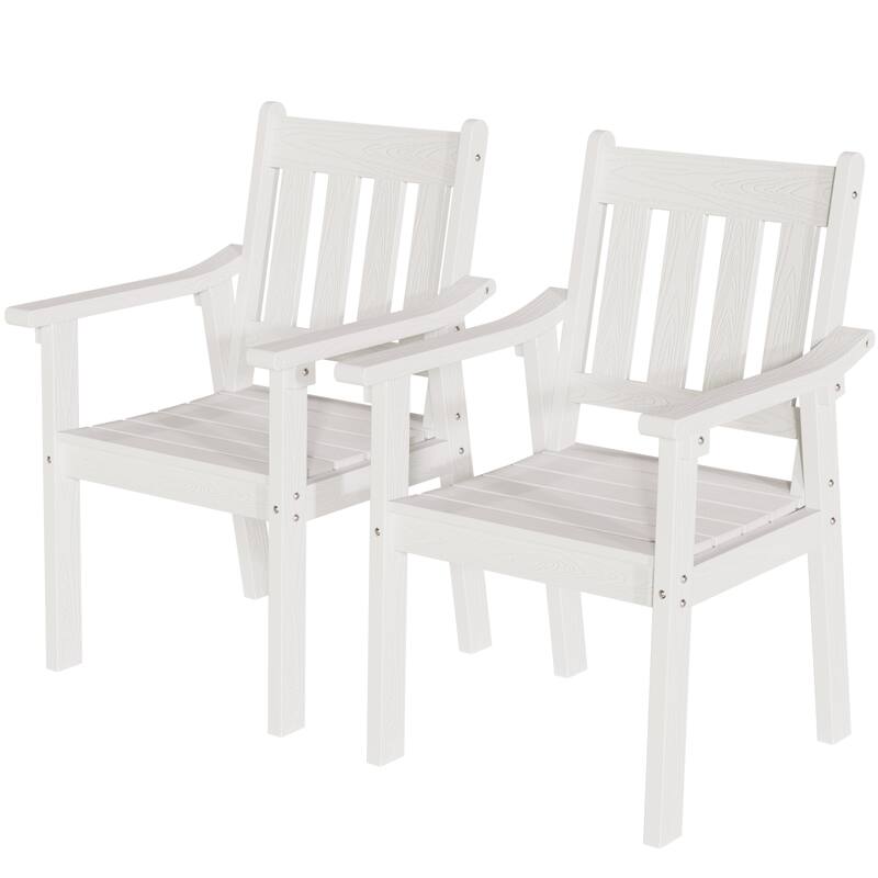 WINSOON HIPS All Weather Outdoor Patio Dining Sets with Umbrella Hole& Aluminum Frame - White 2 Chairs