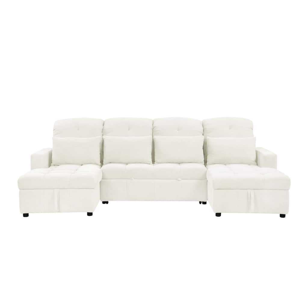 Oversized U Shaped Sectional Sofa Couches with 2 Storage Chaise Lounges and 2 USB Ports
