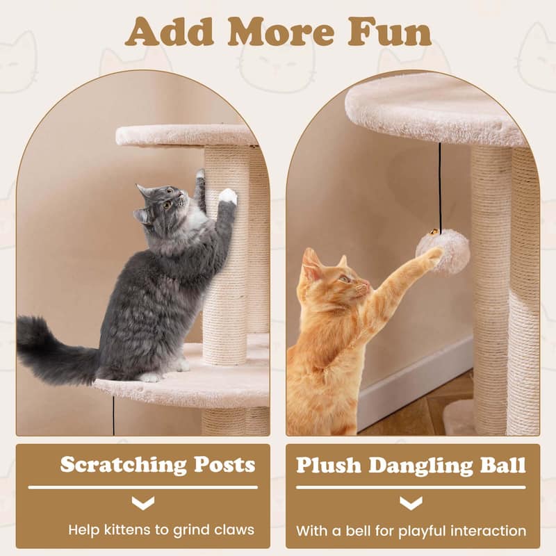 Costway 58" Cattail Cat Tower with Sisal Scratching Posts Perch Basket - See Details