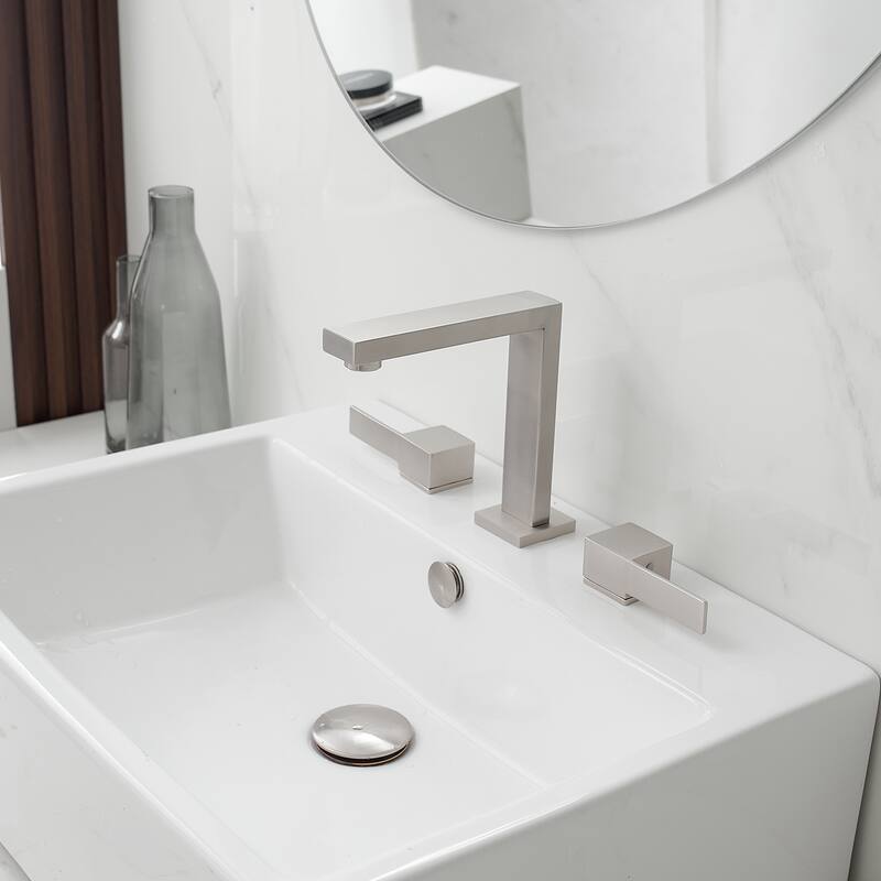 8 in. Widespread Bathroom Faucet Two Handle 3 Holes High-Arc Spout With Drain Assembly