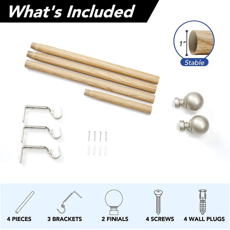 Deconovo 1 Inch Window Curtain Rod