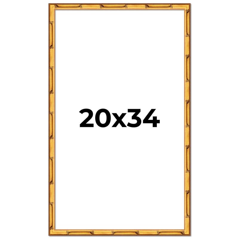 20x34 Frame Gold Bamboo Picture Frame Modern Photo Frame Includes UV Acrylic Shatter Guard Front Acid Free Foam Backing Board