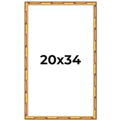 20x34 Frame Gold Bamboo Picture Frame Modern Photo Frame Includes UV Acrylic Shatter Guard Front Acid Free Foam Backing Board