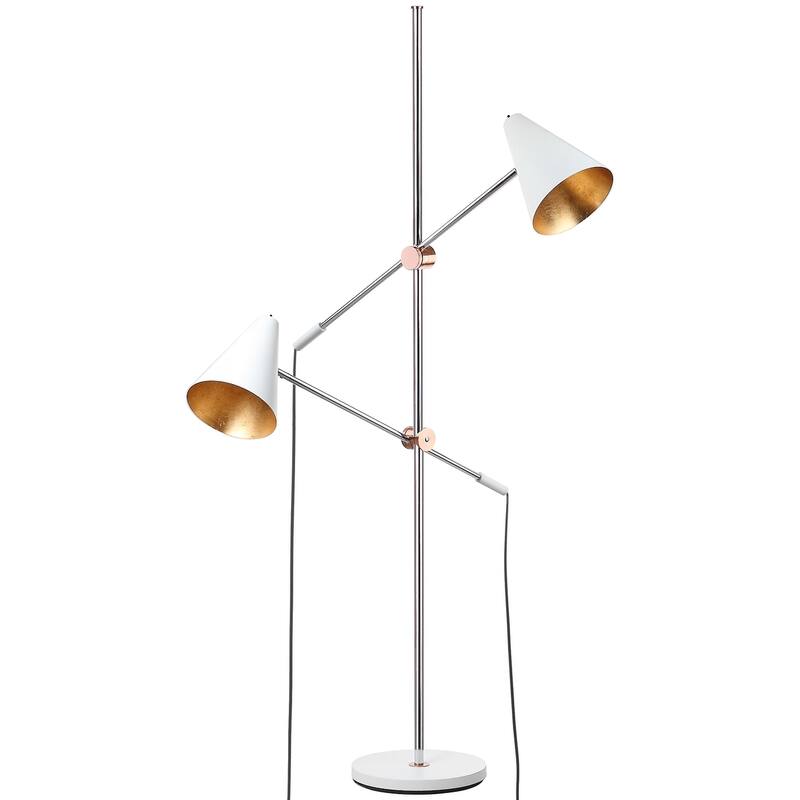 SAFAVIEH Lighting 71-inch Reed Chrome/ White Floor Lamp - 40"W x 13"D x 71"H
