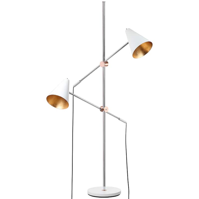 SAFAVIEH Lighting Buse 71-inch Chrome/ White Floor Lamp - 39.5"x12.5"x71" - 40Wx13Dx71H