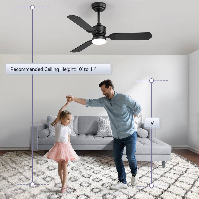 42" Wood Reversible 3-Blade Integrated Ceiling Fan with LED Light and Remote