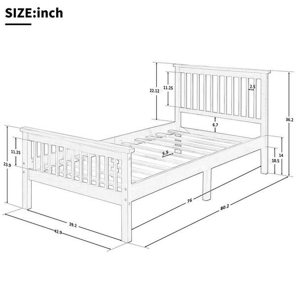 Twin Wood Platform Bed with Headboard and Footboard: Pine Construction for Stability and Easy Maintenance